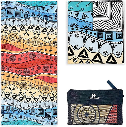 Quick Dry Towel Extra Large 78x35 Inch - Microfiber Beach Towel - Perfect for Beach, Travel, Swimming, Pool, Yoga, Hiking, Camping - Lightweight, Fast Drying, Compact for Adults (The Wild)