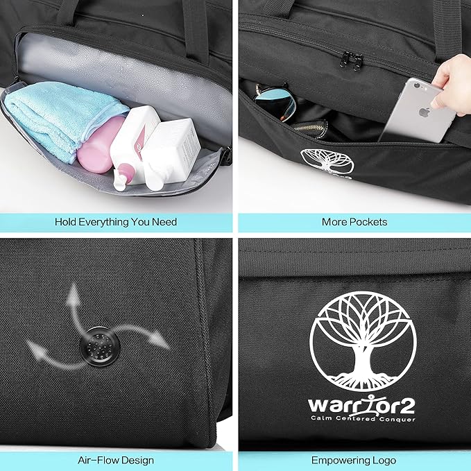 Yoga Mat Bag Carrier with 8-Pocket & Wet Pocket, Air Vent | Large Yoga Mat Holder Fits Thick Mats & Blocks | Gym Duffle Bag for Women & Men