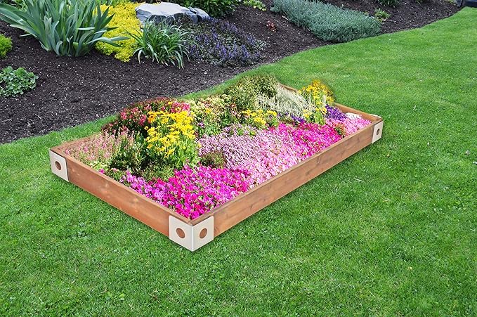 Red Cedar Wood Raised Vegetable Garden Bed - Amish Made in USA (5.5" Raised Bed with Decorative Corners, Cedar Stain)