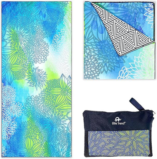 Quick Dry Towel Extra Large 78x35 Inch - Microfiber Beach Towel - Perfect for Beach, Travel, Swimming, Pool, Yoga, Hiking, Camping - Lightweight, Fast Drying, Compact for Adults (Blue Green)