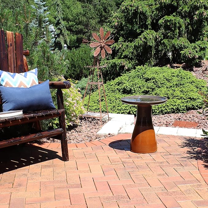 Sunnydaze 21" H Ceramic Bird Bath for Outside - Hand-Painted Outdoor Bird Bath Bowl, UV/Frost-Resistant Finish - Dusty Rose - Classic Pedestal