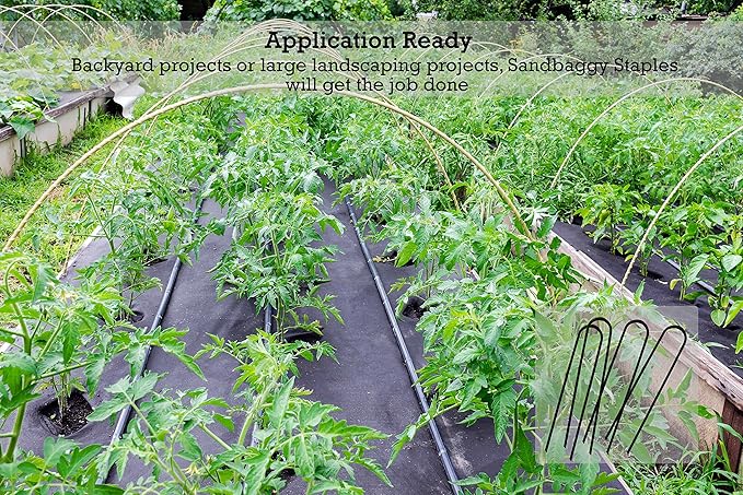 Sandbaggy Round Top 6-Inch Landscape Staples ~ SOD Garden Stakes Square Pin for Ground Cover Fabric & Drip Irrigation Tubing (10,000 Staples)